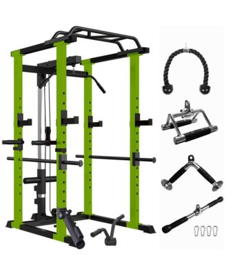 Home Gym sets Multi-functional Power Cage, Home Adjustable Pullup Squat Rack 1000Lbs Capacity Comprehensive Fitness Barbell Rack 4