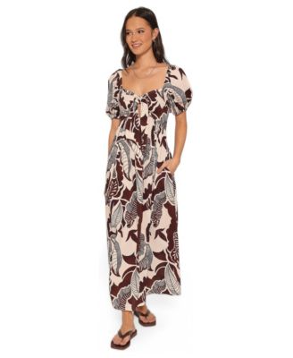 Women's Kepner Square-Neck Puff-Sleeve Cut-Out Maxi Dress