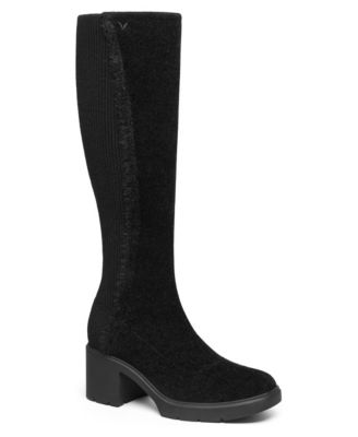 Atria Square-Toe Block-Heel Knee-High Boots