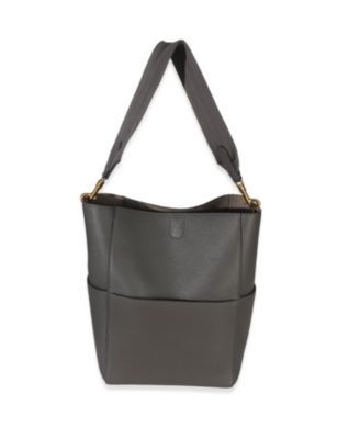Grey Soft Grained Calfskin Medium Sangle Bucket Bag