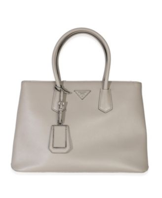 Light Grey Saffiano Cuir Large Turnlock Twin Tote