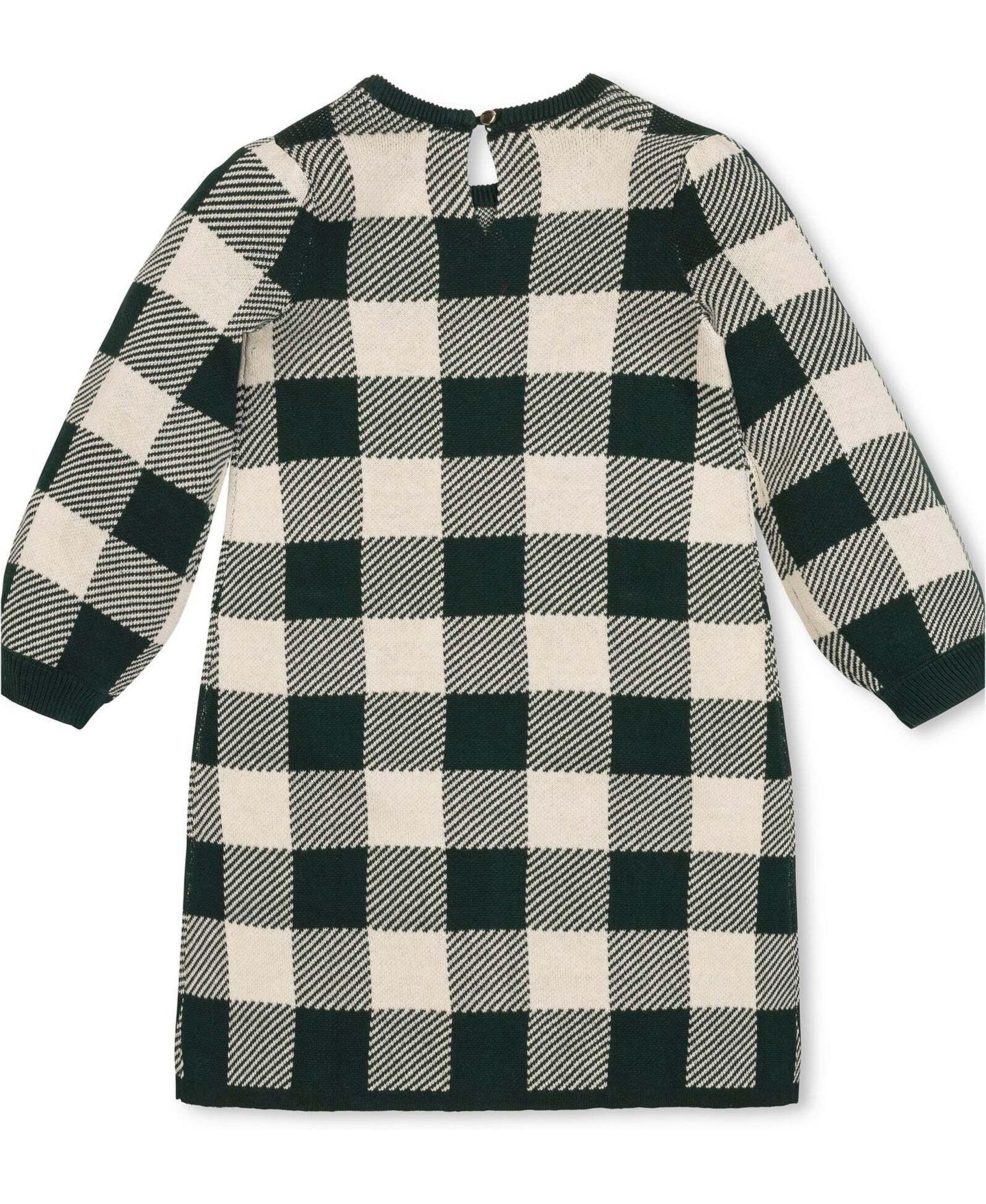 Платье Hope & Henry Puff-Sleeve Bow-Detail Intarsia Sweater Dress для девочек-малышей, цвет: Глубокий зелёный клетчатый — фото 3