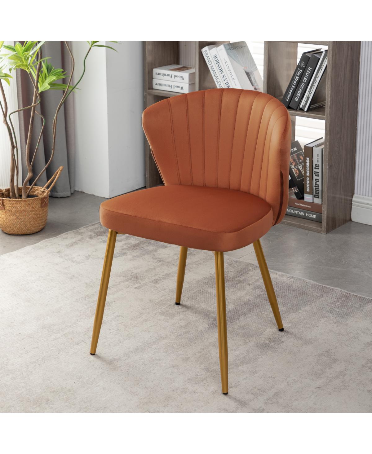 Streamdale Furniture Modern Velvet Channel Tufted Armless Accent Chair with Gold Legs