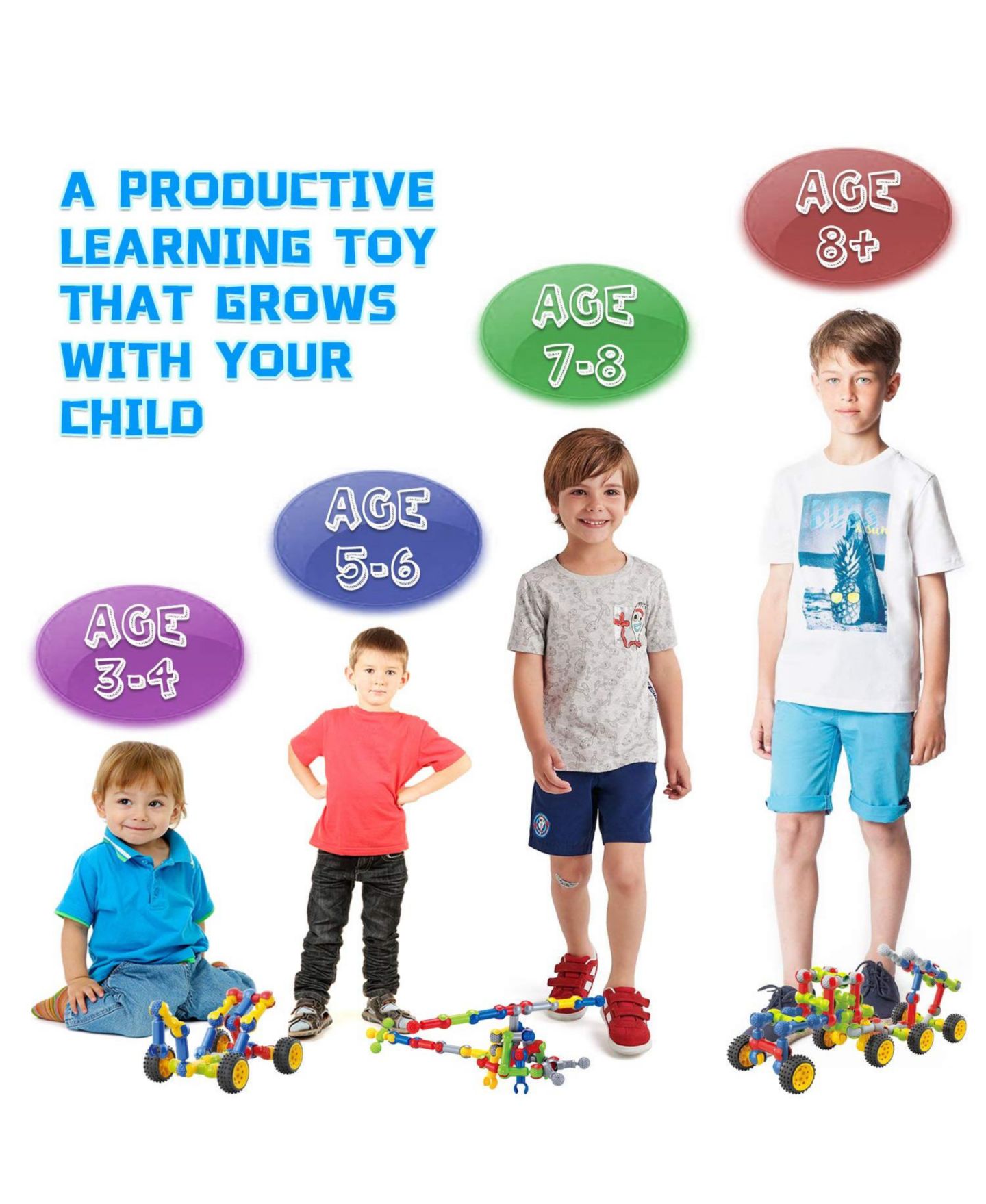 Детский конструктор GNUADZ 110-Piece Building Set, Ages 3+, цвет: Разноцветный — фото 4