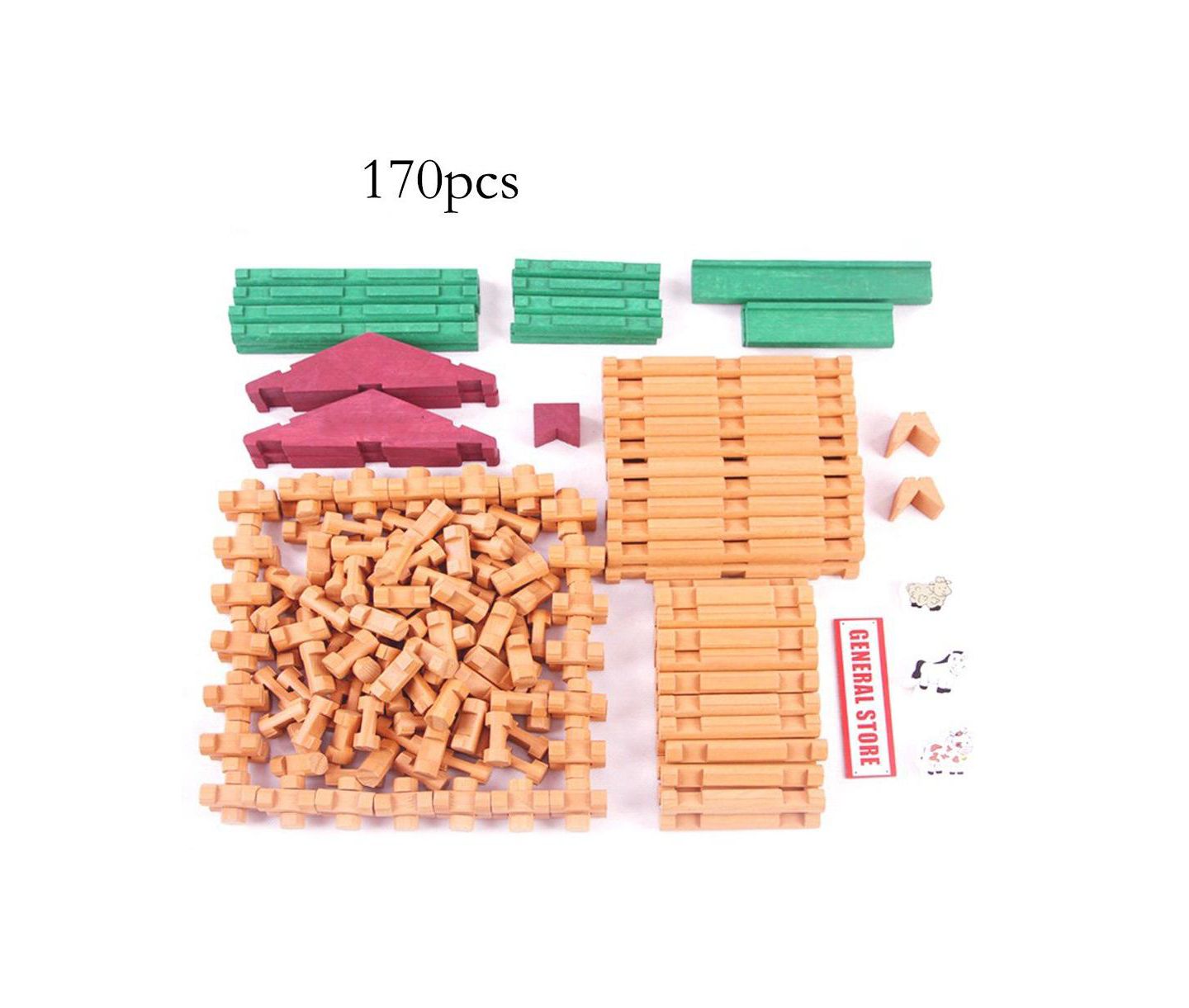 Детский конструктор GNUADZ Wood Logs 170-Piece Building Set, Ages 3+, цвет: Разноцветный — фото 5