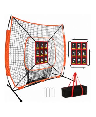 Baseball Softball Practice Net With Adjustable Batting Tee Portable Training Set