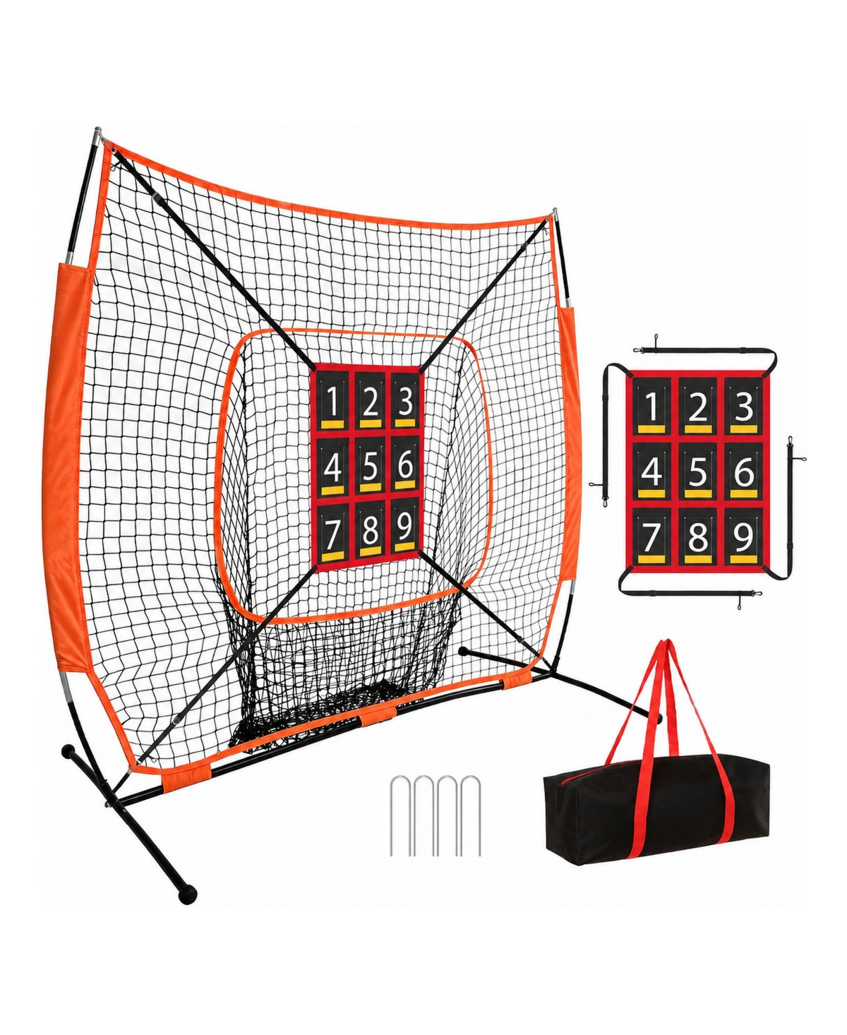 Peneyon Baseball Softball Practice Net With Adjustable Batting Tee Portable Training Set