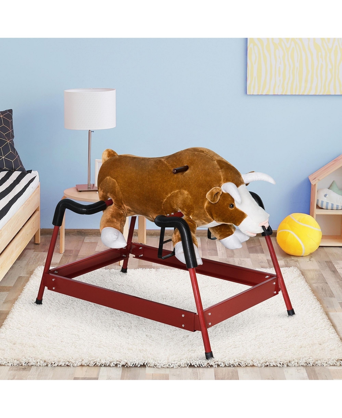 Sevorley Plush Bull Rocking Horse with Authentic Sounds, Ages 3+