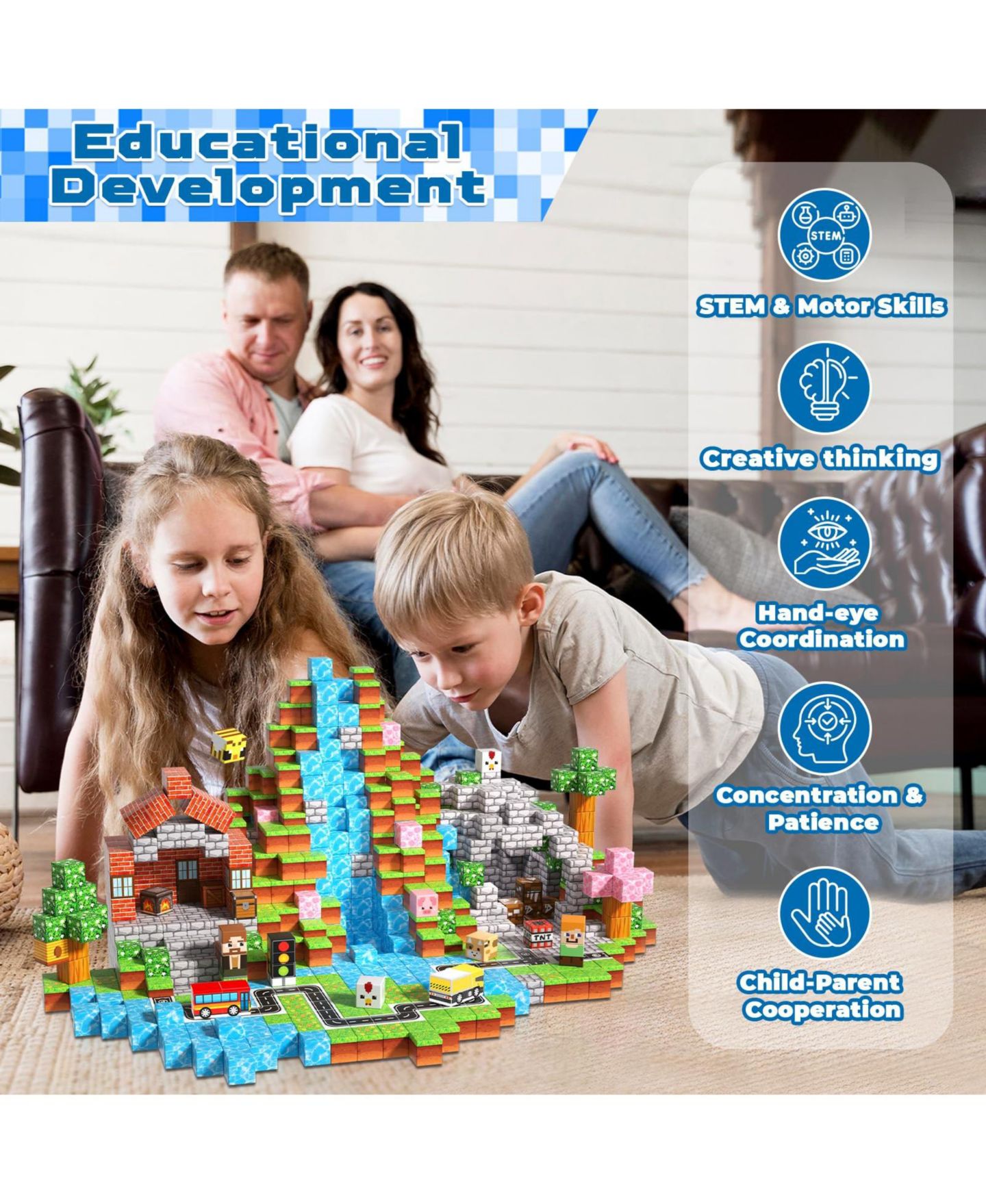 Детские конструкторы GNUADZ 200-Piece Magnetic Educational Building Blocks, Ages 3+, цвет: Forests — фото 5
