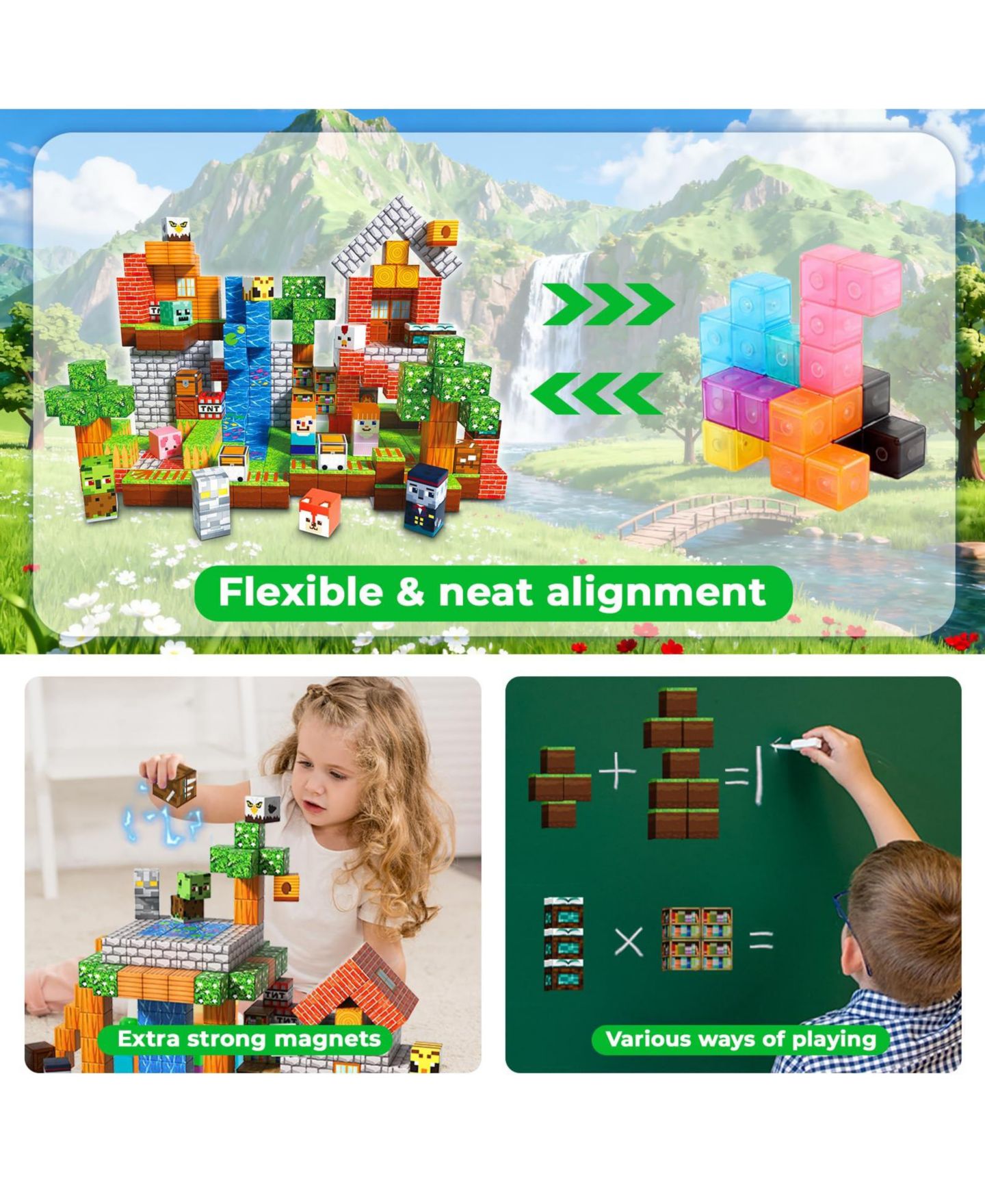 Детские конструкторы GNUADZ Minecraft 300-Piece Building Block Set, Ages 3+, цвет: Тёмно-зелёный — фото 5