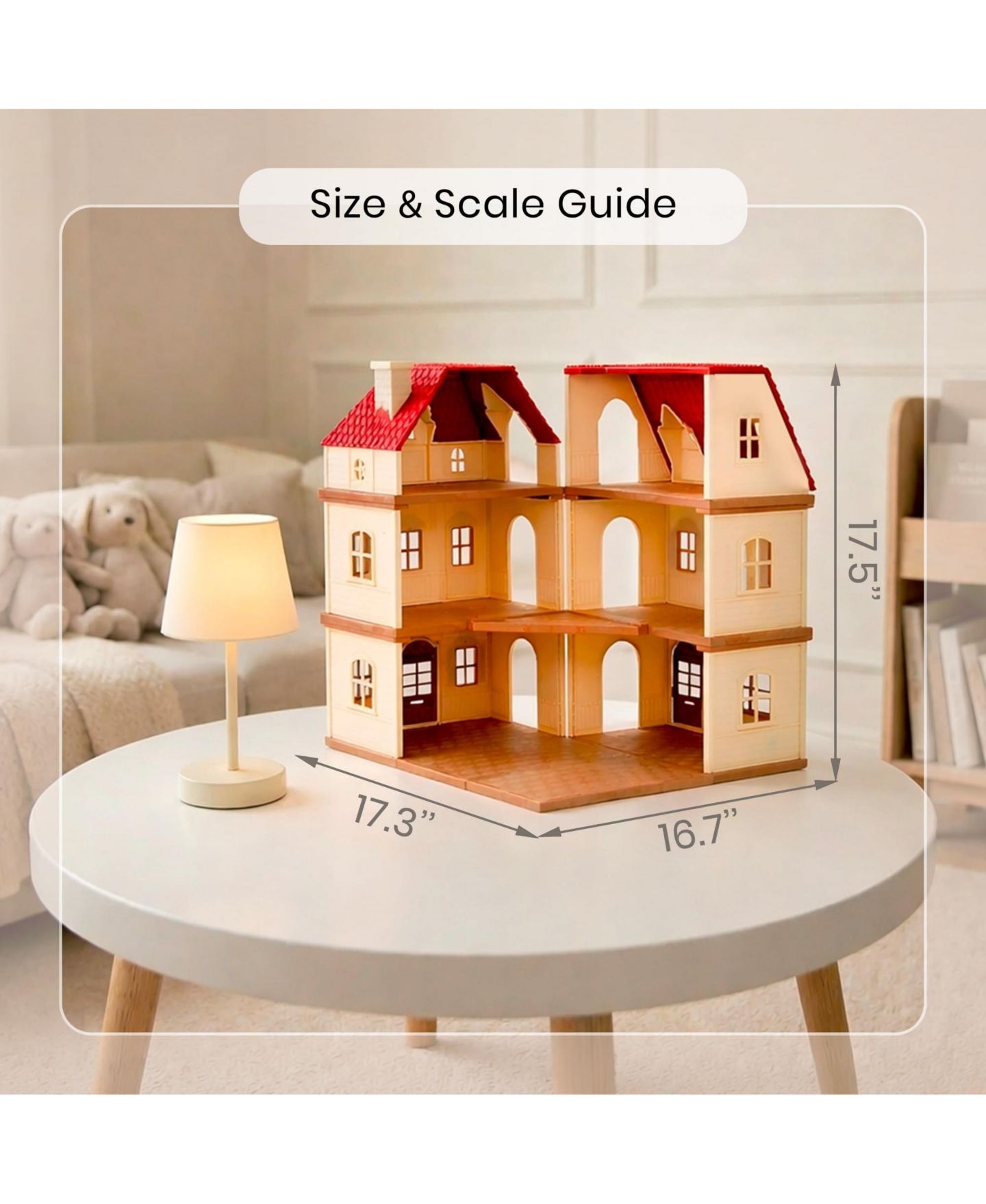 Детские аксессуары для кукол GNUADZ 3-Story Modular Dollhouse with Furniture and Accessories, Ages 3+, цвет: Manor Villa — фото 2