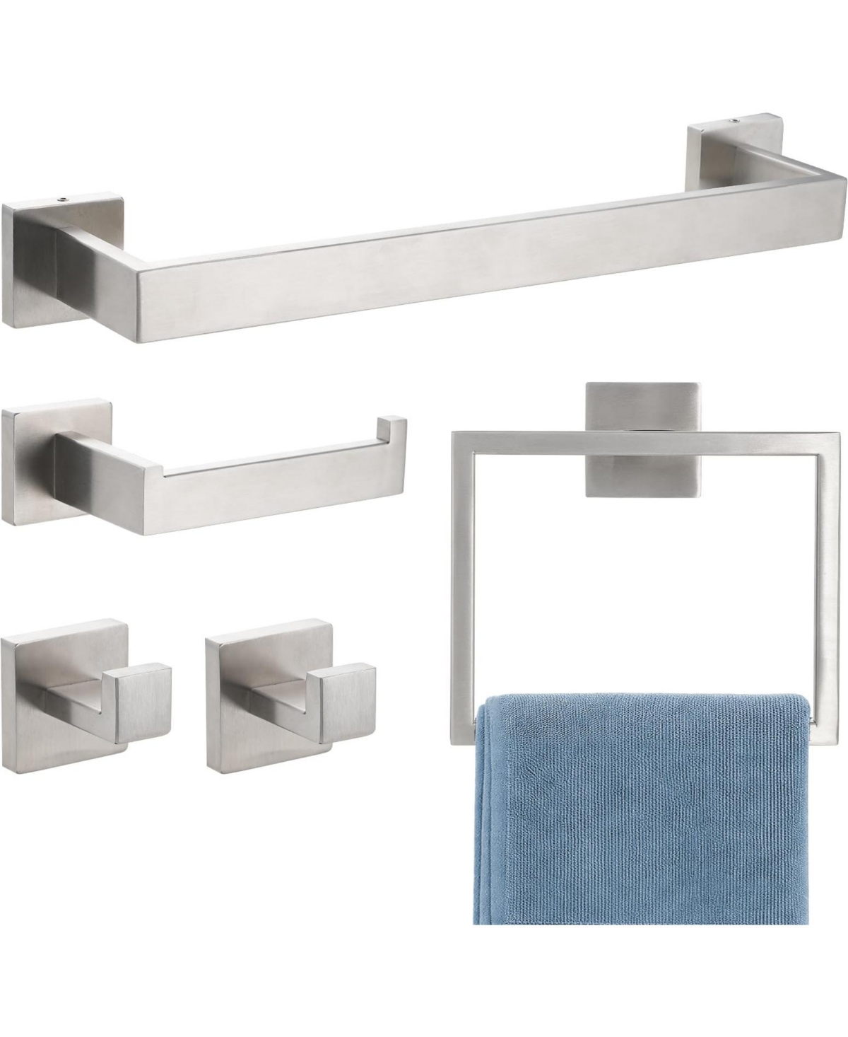 Cyqbd 5 Piece 16" Towel Bar Rack Bathroom Hardware Wall Mounted SUS304