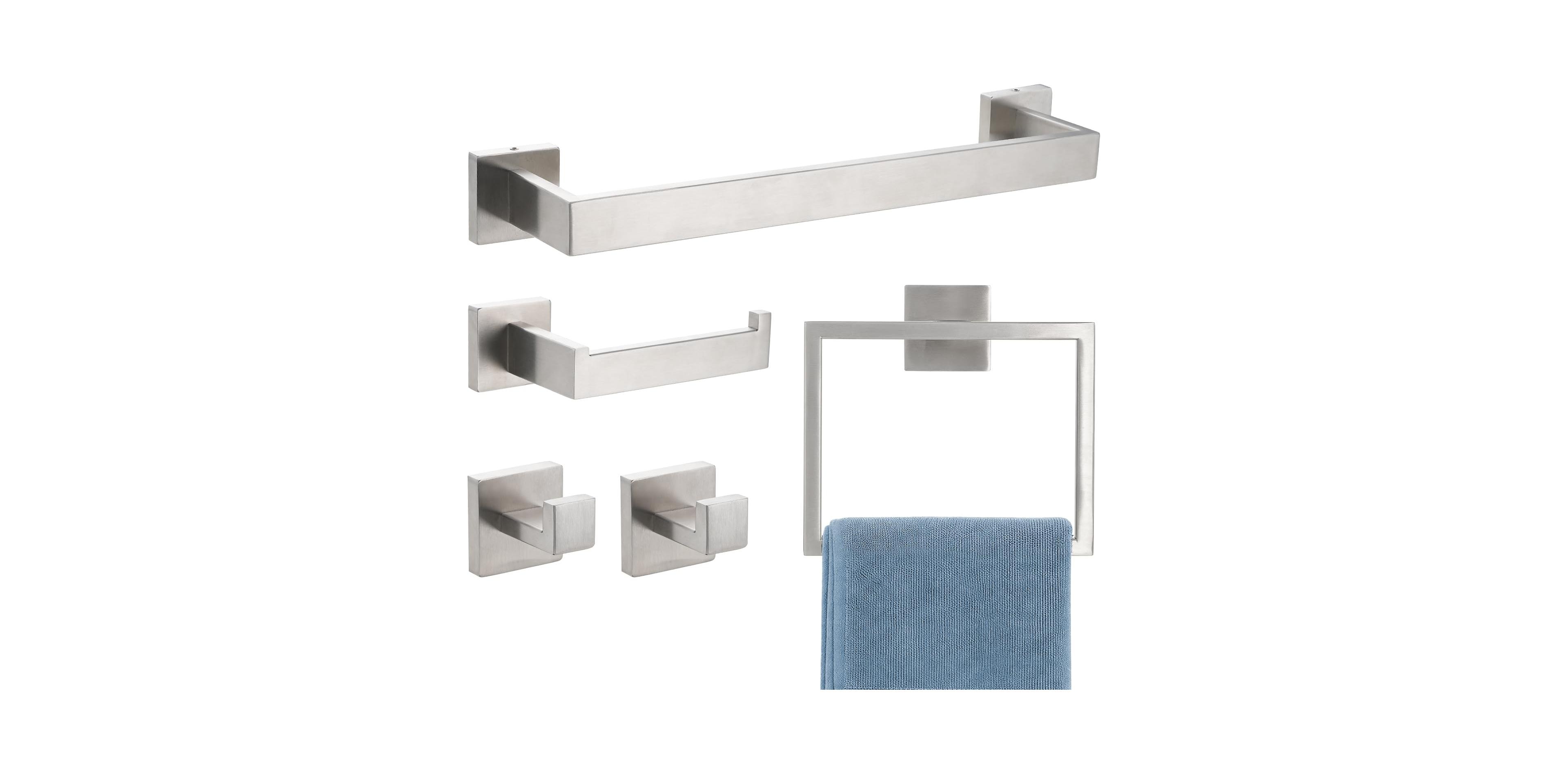 Cyqbd 5 Piece 16" Towel Bar Rack Bathroom Hardware Wall Mounted SUS304