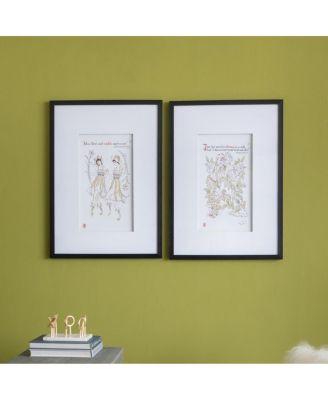 19.7" x 27.6" Vintage Fairy Illustration Wall Art with Frame, Set of 2