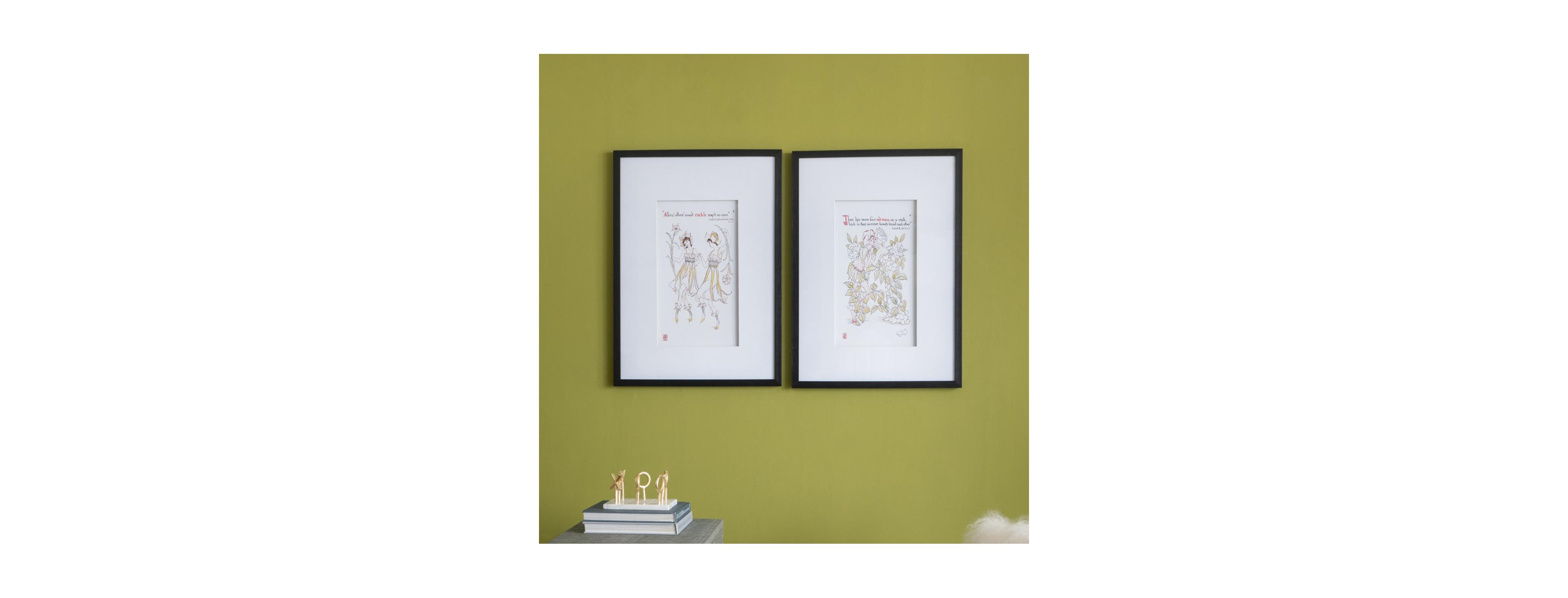 Laoties 19.7" x 27.6" Vintage Fairy Illustration Wall Art with Frame, Set of 2