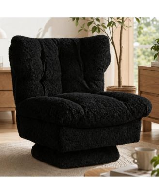 Modern Swivel Accent Chair, Soft Fabric Oversized Reading Chair with Deep Seat for Living Room Bedroom Home Office