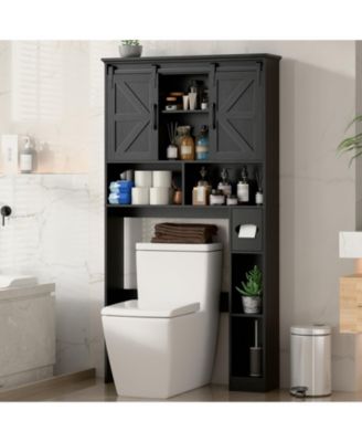 6-Shelf Over-the-Toilet Storage with 2 Sliding Barn Doors