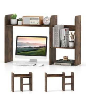 Expandable Desktop Bookshelf with Open Storage Cubes