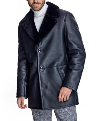Men's Unlined Shearling Notch-Collar Jacket
