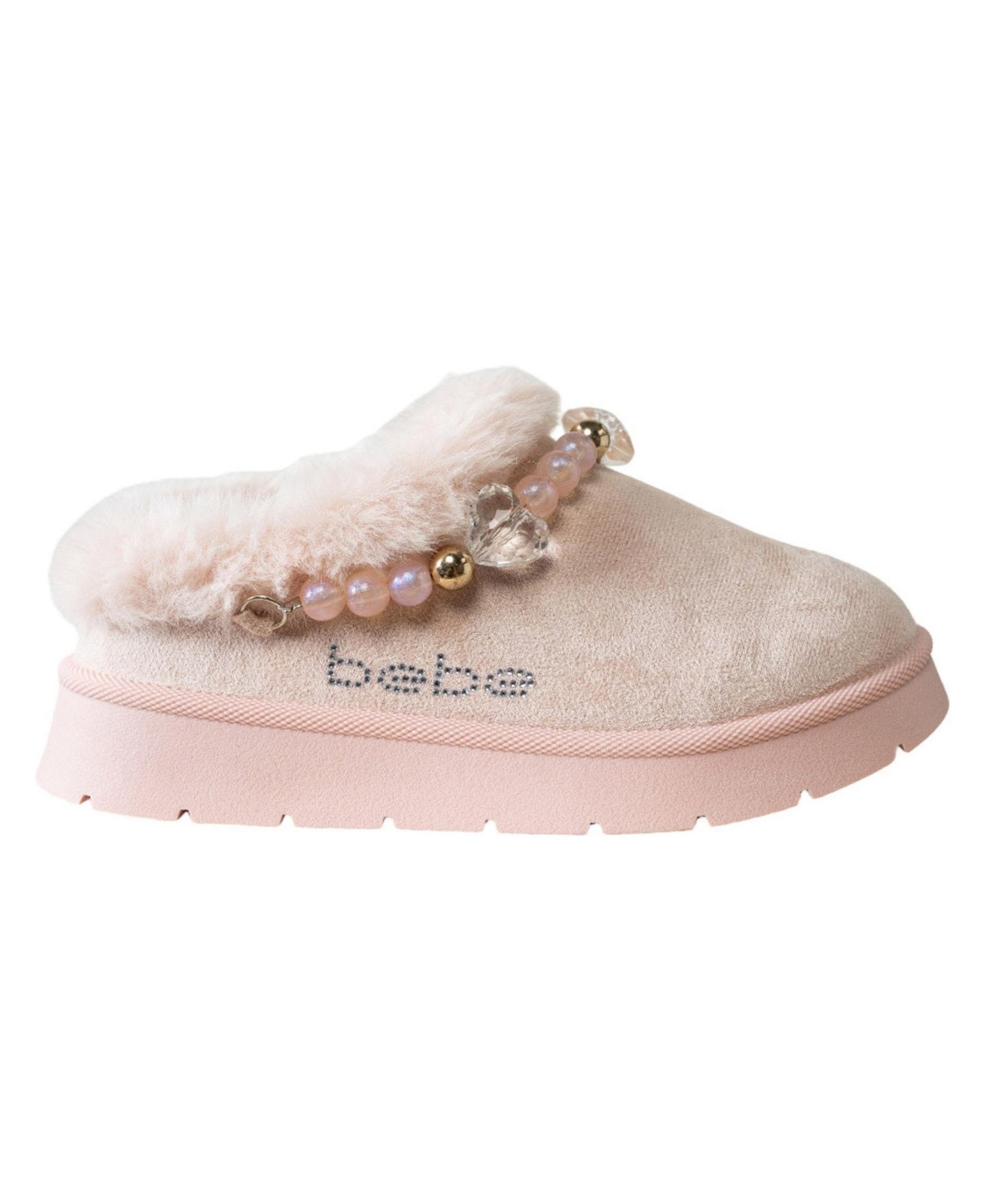 Ботинки Bebe Cozy Boot Slide with Beaded Bracelet and Rhinestone Details для девочек, цвет: Пудровый — фото 2