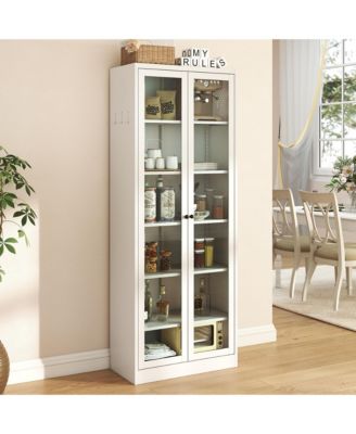 Metal Kitchen Pantry Cabinet 72" Tall, 5 Adjustable Shelves for Kitchen/Pantry/Bathroom