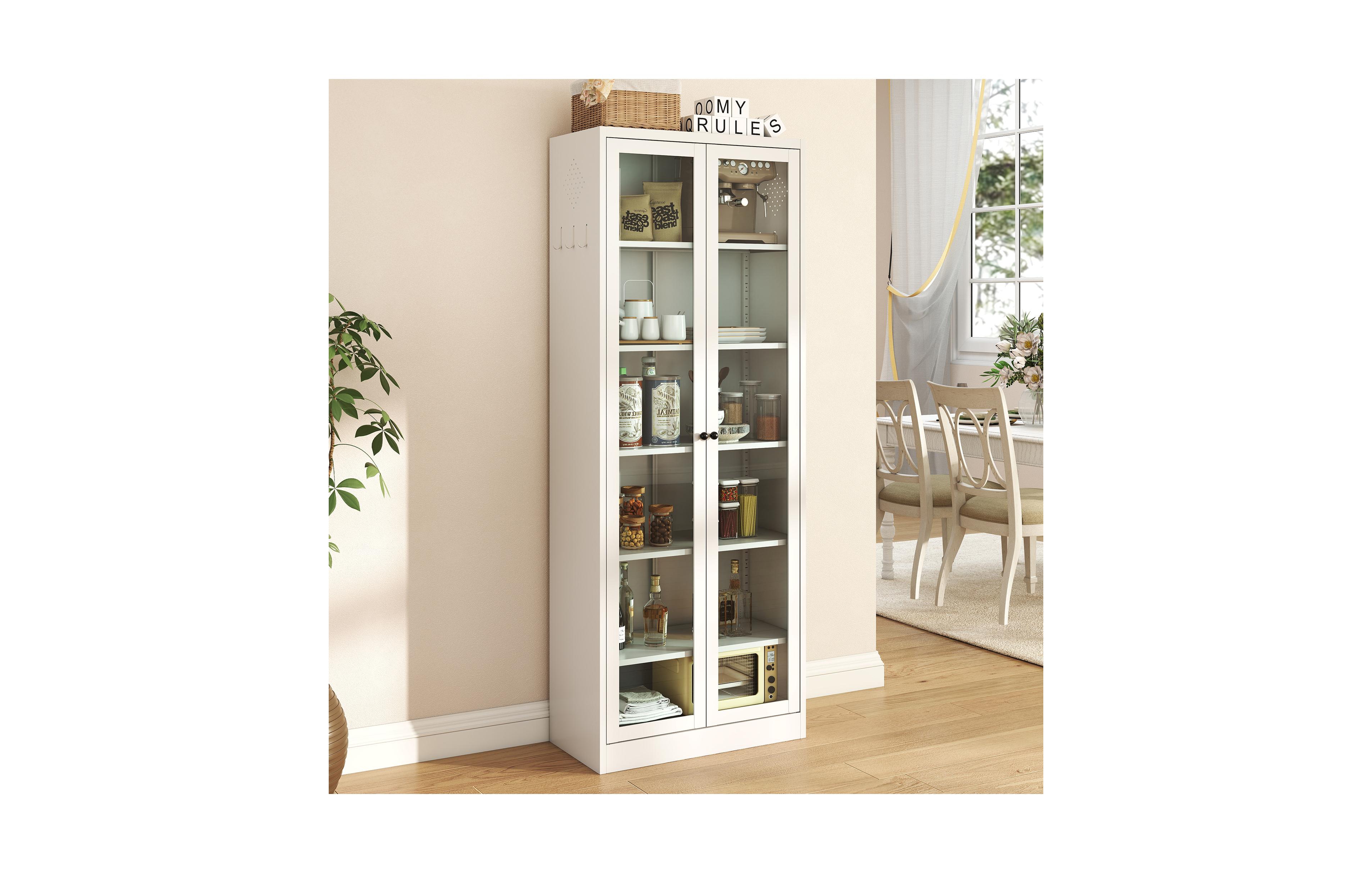 Viyet Metal Kitchen Pantry Cabinet 72" Tall, 5 Adjustable Shelves for Kitchen/Pantry/Bathroom