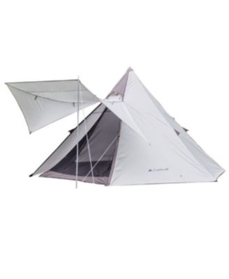Pole-Free Rainproof Indian Teepee Pyramid Camping Tent, Silver, General waterproof fabric Construction