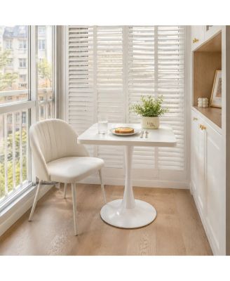 Small Square Dining Table, 23.6" Pedestal Bistro Table, Table for 2 People