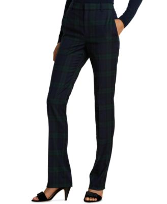 Women's Black Watch Plaid Twill Straight Pants