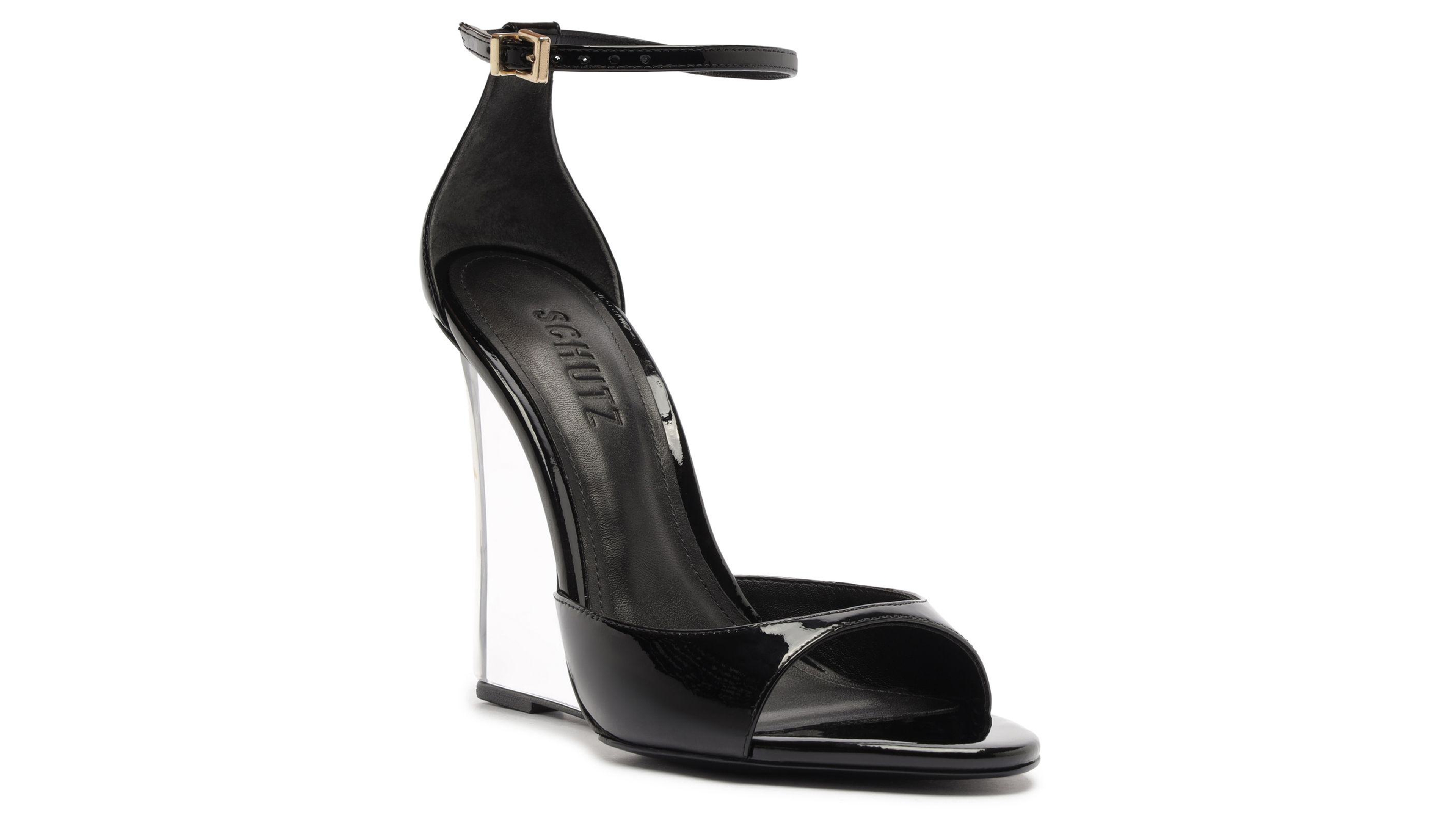 Schutz Women's Stella Ankle Strap Ultra High Wedge Leather Sandals