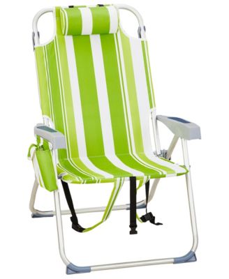 637099cm Heightened Beach Chair Green Stripes