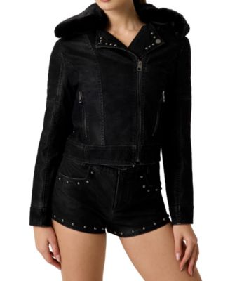 Women's Darcey Faux Leather Fitted Biker Jacket