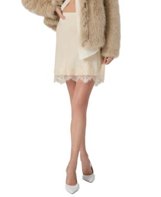 Women's Sophie Bias Slip Mini A-Line Lace Skirt
