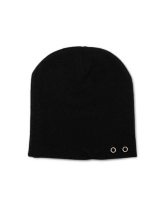 Ribbed-Knit Metal-Eyelet Compound Beanie
