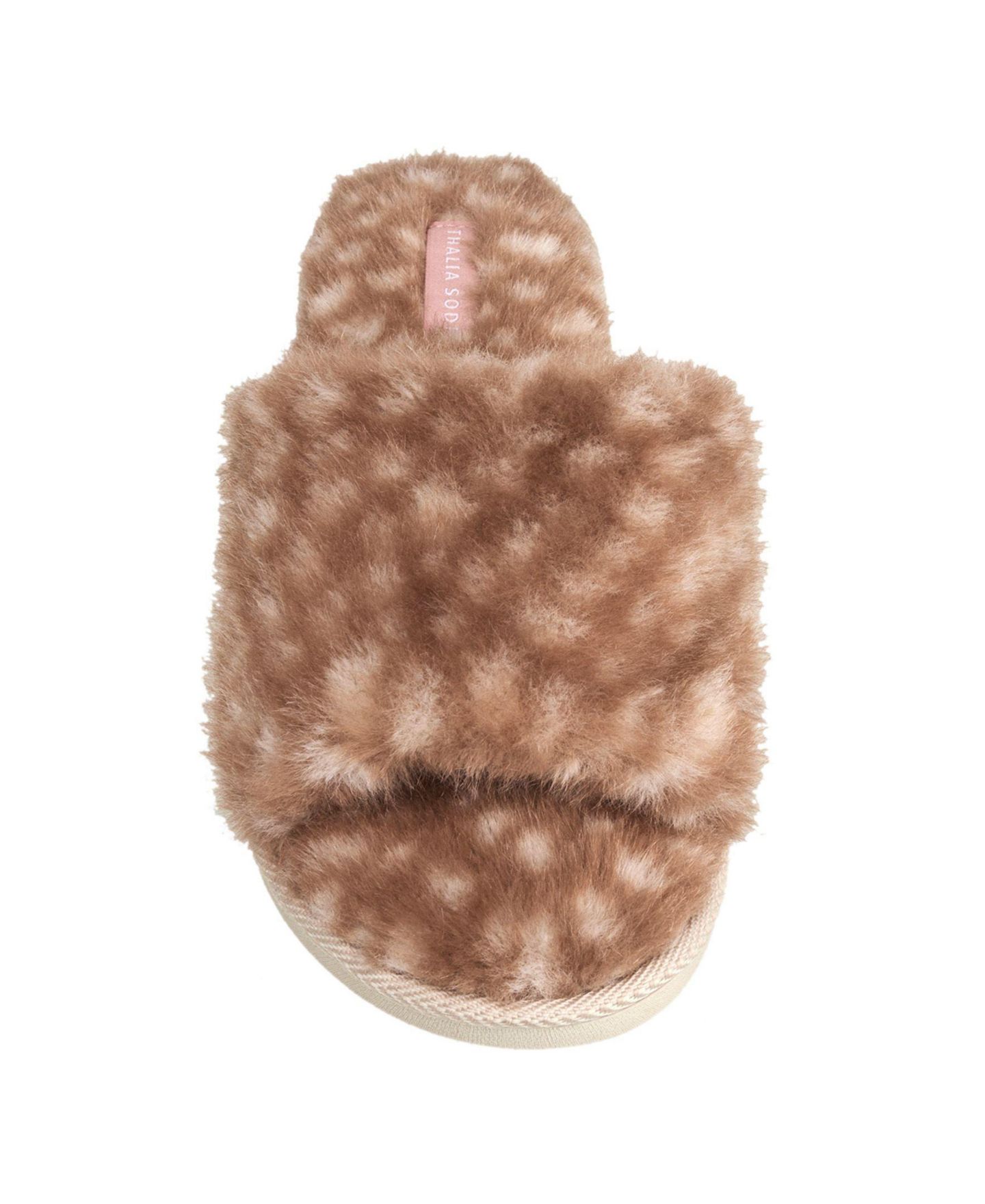Женские тапочки Thalia Sodi Deer Faux Fur Slipper, цвет: Коричневый белый — фото 4