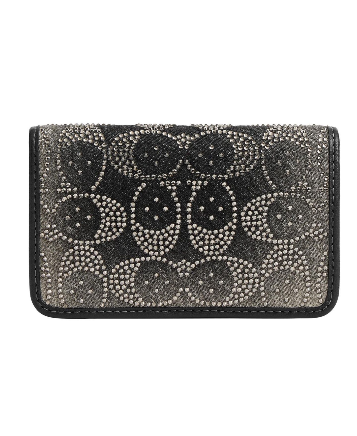 Женский кошелёк COACH Crystal Signature Essential Slim Bifold Card Case, цвет: Серебряный / Чёрный — фото 1