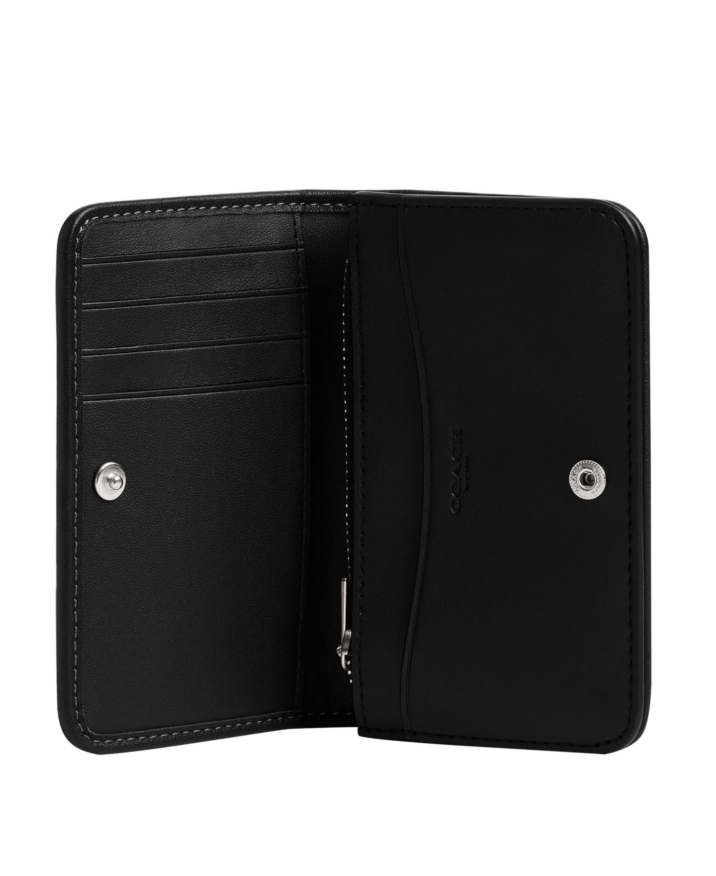 Женский кошелёк COACH Crystal Signature Essential Slim Bifold Card Case, цвет: Серебряный / Чёрный — фото 2