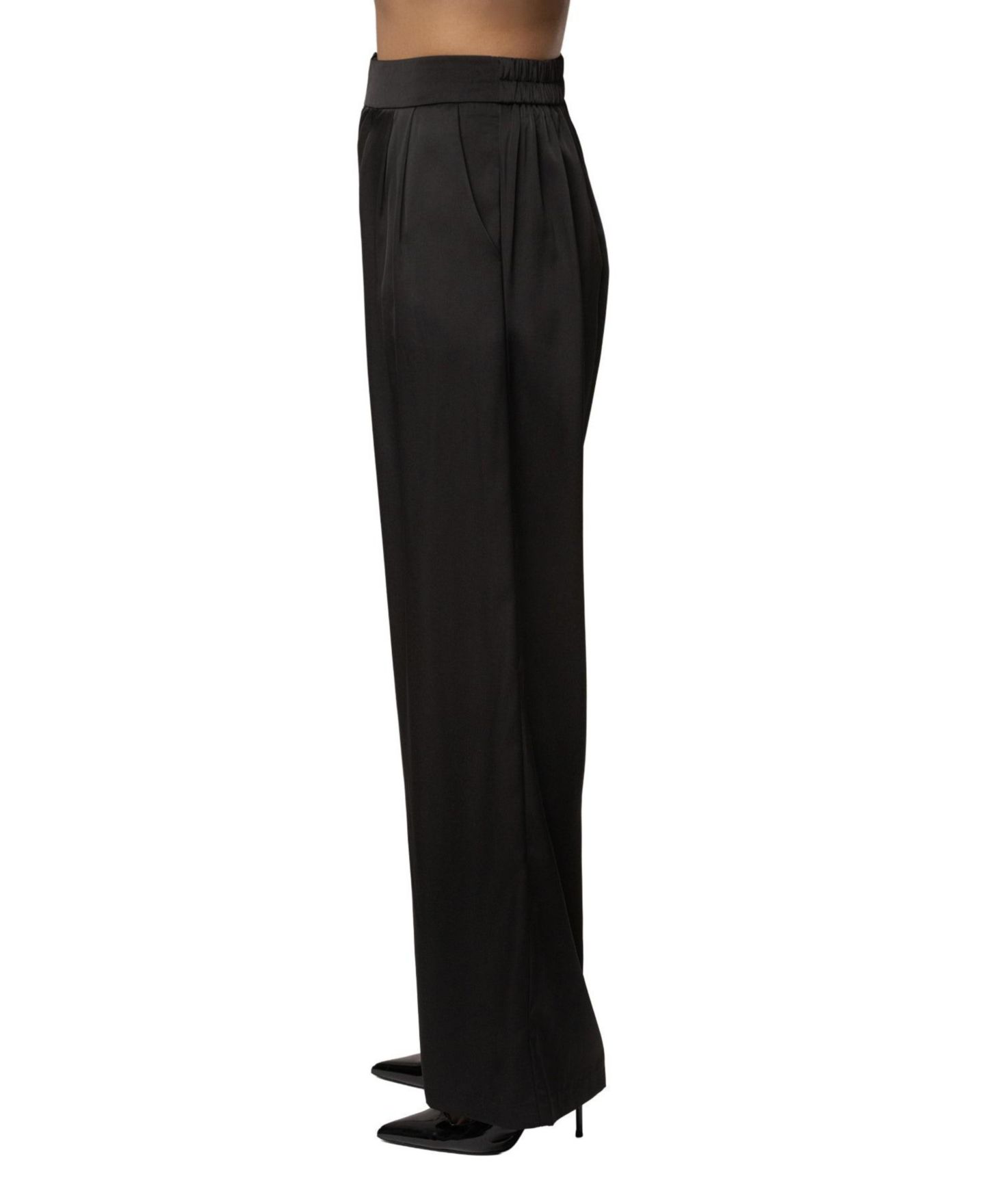 Женский комплект JLUXLABEL Power & Poise Satin Wide-Leg Detachable Belt Blouse and Pants, 2-Piece Set, цвет: Чёрный — фото 11