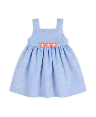 Toddler Girls' 2T-5T Polka-Dot Floral-Print Corduroy Jumper with Pink Applique Flowers