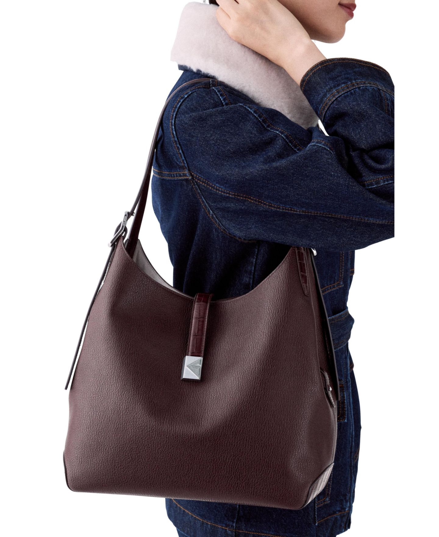 Женская сумка kate spade new york Deco Leather Medium Shoulder, цвет: Ежевичный — фото 2