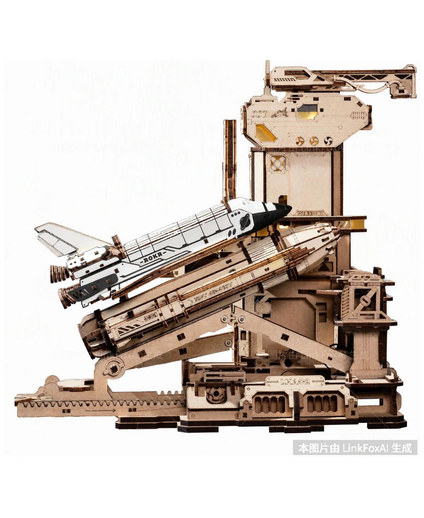 Детские конструкторы Robotime Starship 3D Wooden Puzzle with LED Lights, Ages 14+ — фото 1