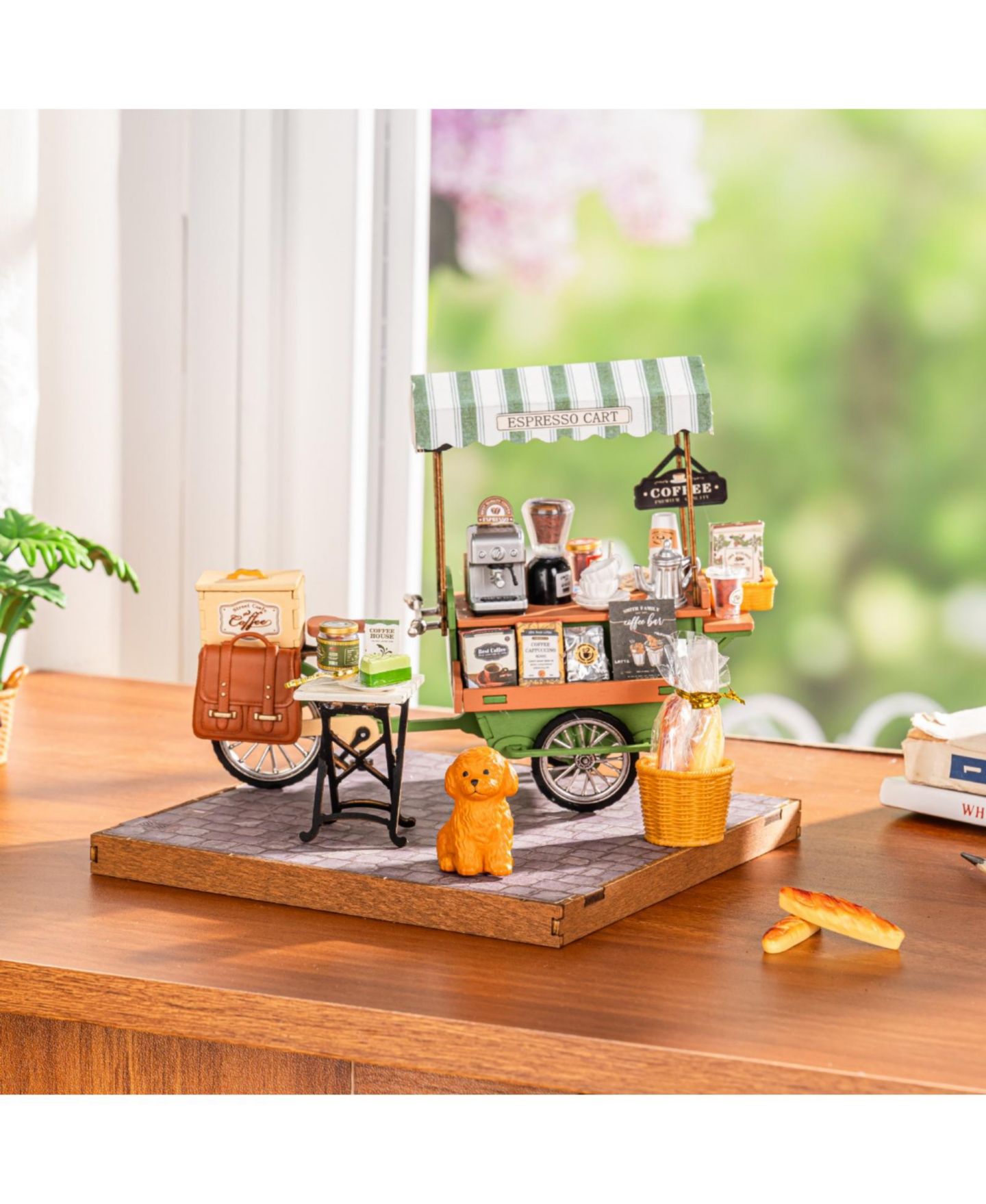 Детский конструктор Robotime Vintage Coffee Cart Aromatic 162-Piece 3D Wooden Puzzle Building Set, Ages 14 & Up — фото 2