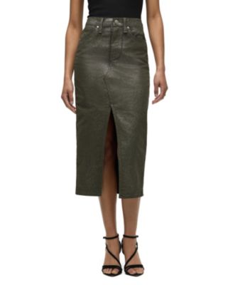 Women's High-Waisted Denim Midi Skirt