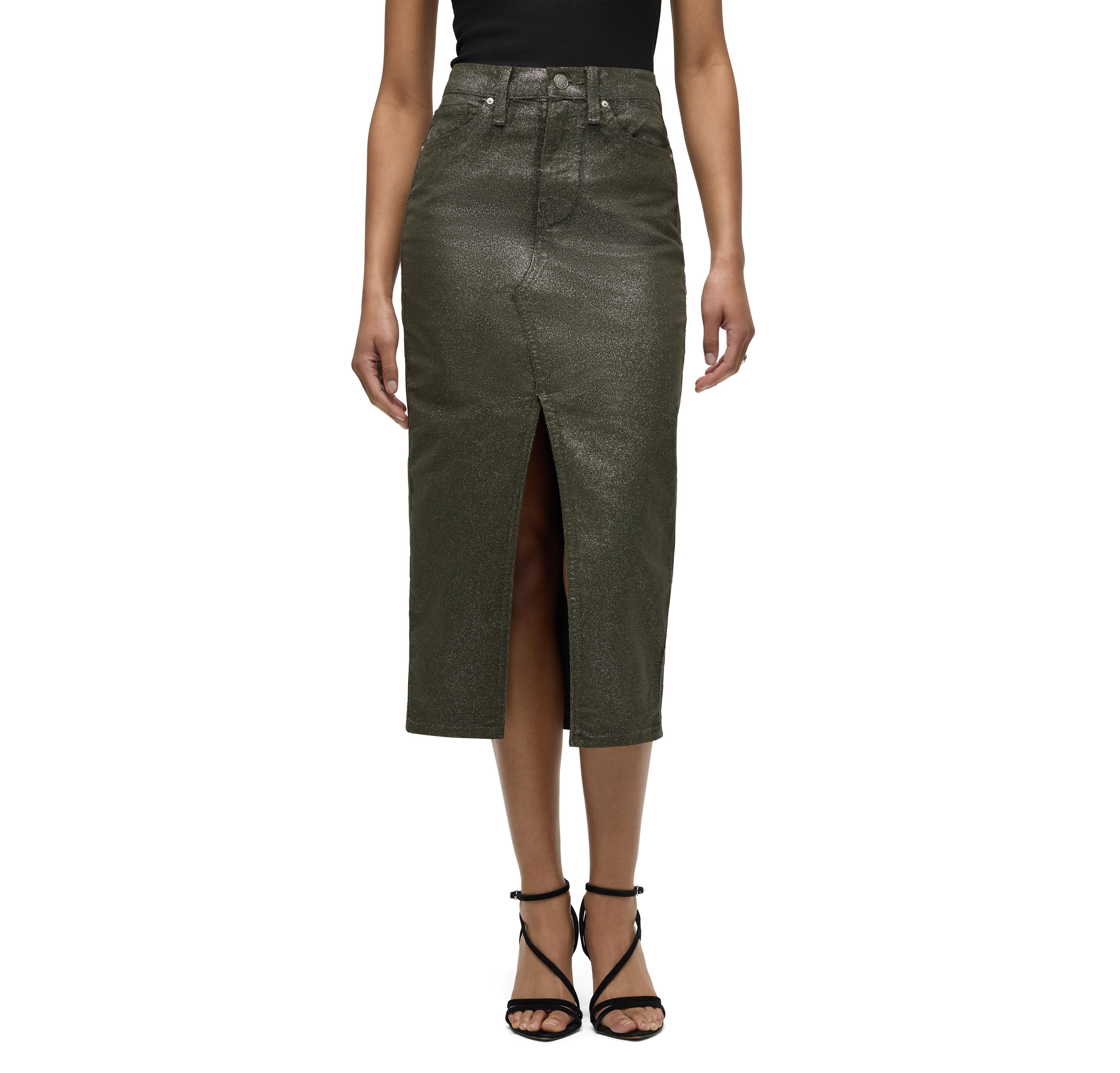 Hudson Jeans Women's High-Waisted Denim Midi Skirt