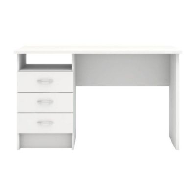 Sleek Computer Desk with Three Drawers and Open Shelf for Storage