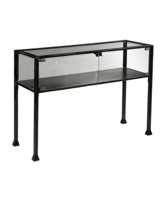 Metal and Glass Console Table with Enclosed Terrarium Display for Entryway