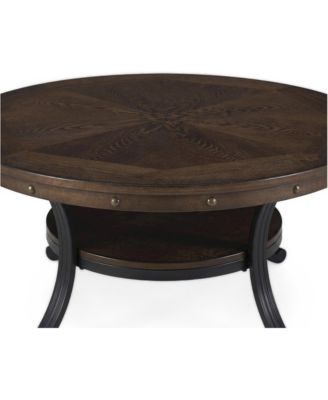 Ash Veneer Wood Coffee Table with Nailhead Trim and Steel Frame