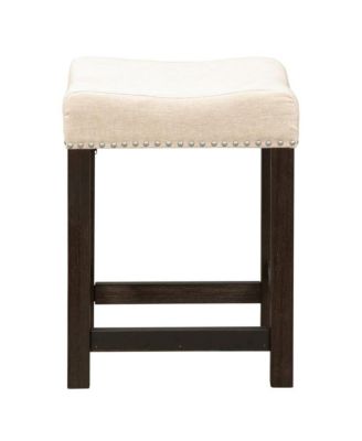 Black Upholstered Stool for Vanity, Small Vanity Stool with Poplar Legs