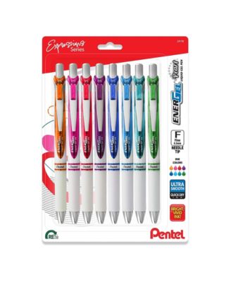EnerGel RTX Pearl Liquid Gel Pen, Right Brain Expressions Pack, 0.5mm Needle Tip, Fine Line, Asstd. Ink, 8-Pk