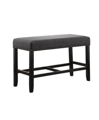 Biony Gray Fabric Counter Height Dining Bench with Nailhead Trim